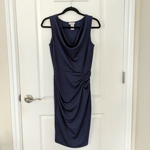 Klaxons Ruched Navy Sheath Dress